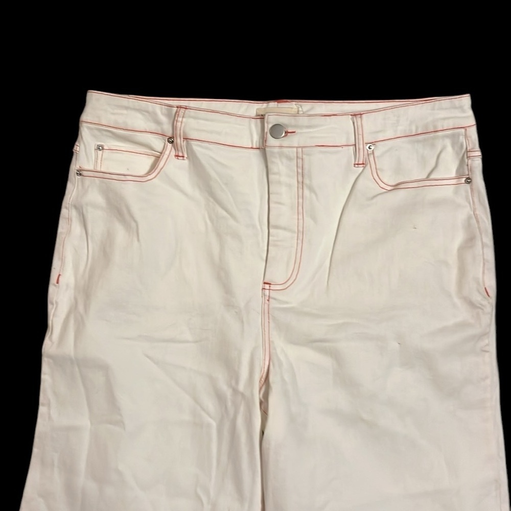 Nicole Miller ivory denim with red stitching - brand new - Picture 3 of 8